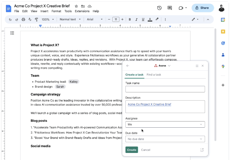screenshot of Grammarly Business